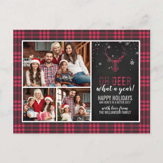 Cartes Pour Fêtes Annuelles Oh Deer Quelle Année | Photo de Noël 2020 (Devant)