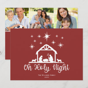Cartes Pour Fêtes Annuelles Oh Holy Night Script Typographie Nativité 3 Photo