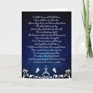 Cartes Pour Fêtes Annuelles Oh Little Town of Bethlehem White Nativité Carol