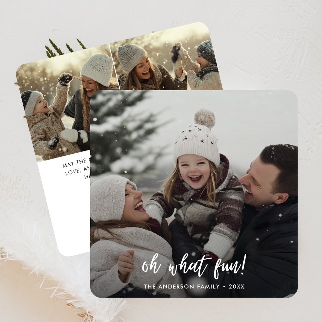 Cartes Pour Fêtes Annuelles Oh Quel Amusant Noël Famille Bébé Photo Neige (Créateur téléchargé)