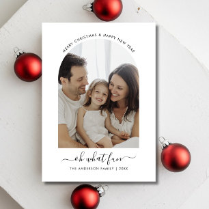 Cartes Pour Fêtes Annuelles Oh Quel Amusant Noël Famille Bébé Photo Vert foncé