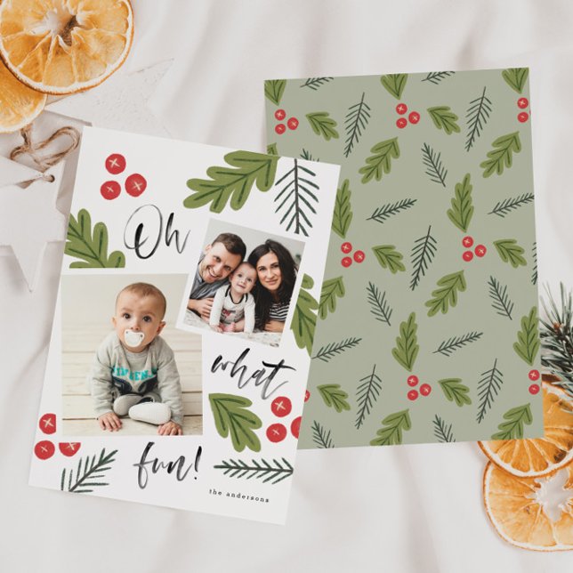 Cartes Pour Fêtes Annuelles Oh Quel Amusant Snapshot Berry Multi-Photo (Créateur téléchargé)