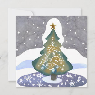 Cartes Pour Fêtes Annuelles Oh sapin de Noël   Aquarelle Peinture hivernale