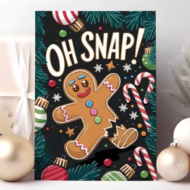 Cartes Pour Fêtes Annuelles Oh, Snap ! Pain d'épices Homme drôle Noël (Créateur téléchargé)