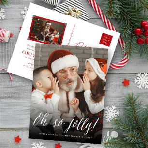 Cartes Pour Fêtes Annuelles Oh So Jolly Simple Script Modern Christmas Photo