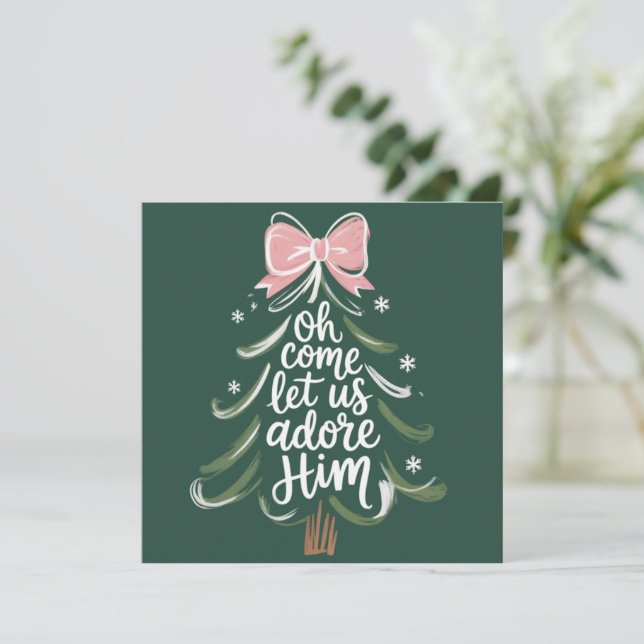 Cartes Pour Fêtes Annuelles Oh Venez Adorons-Le Christian Xmas Religieux (Debout devant)