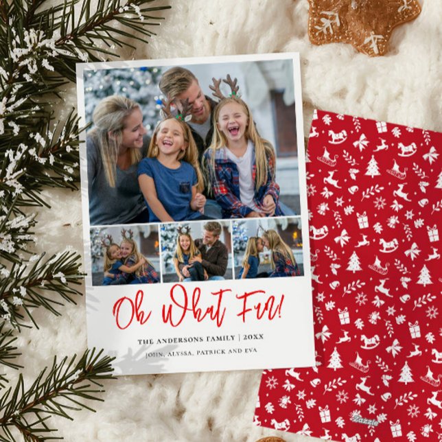 Cartes Pour Fêtes Annuelles Oh What Fun 4 photos collage Noël Holiday (Créateur téléchargé)