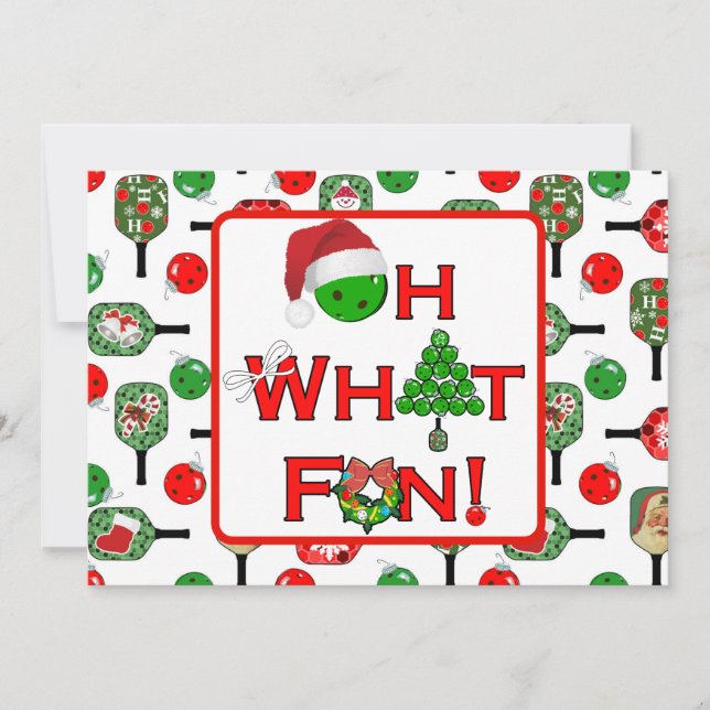 Cartes Pour Fêtes Annuelles Oh What Fun Christmas Pickleball Party Holiday (Devant)