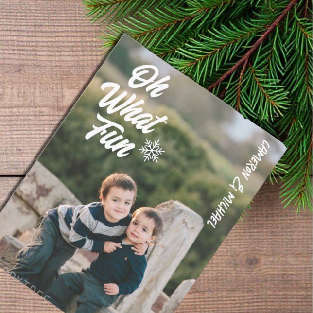 Cartes Pour Fêtes Annuelles Oh What Fun Kids Photo Christmas (Créateur téléchargé)