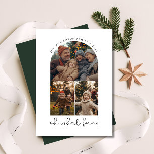 Cartes Pour Fêtes Annuelles Oh What Fun Noël Famille Salutations Arch Photo