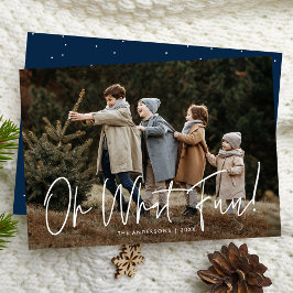 Cartes Pour Fêtes Annuelles Oh What Fun Script Navy Photo