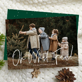 Cartes Pour Fêtes Annuelles Oh What Fun Script Photo Vert