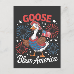Cartes Pour Fêtes Annuelles Oie Bless America Goose Bird 4 juillet