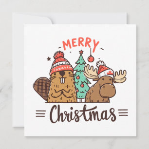 Cartes Pour Fêtes Annuelles Oie de Noël et castor Canada