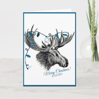 Cartes Pour Fêtes Annuelles Oie de Noël sotte aux lumières bleues