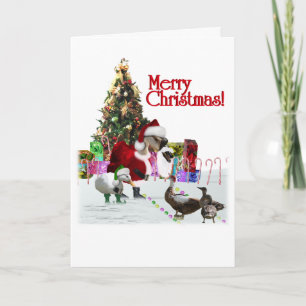 Cartes Pour Fêtes Annuelles Oie Et Canards Père Noël De Noël