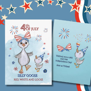 Cartes Pour Fêtes Annuelles Oie patriotique drôle Rouge, blanc et perdu