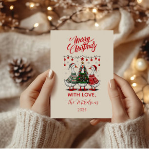 Cartes Pour Fêtes Annuelles Oies de Noël dans des Tricots Confortables