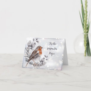 Cartes Pour Fêtes Annuelles Oiseau à l'aquarelle et neige personnalisée