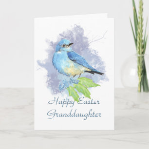 Cartes Pour Fêtes Annuelles Oiseau bleu oriental de montagne de petite-fille