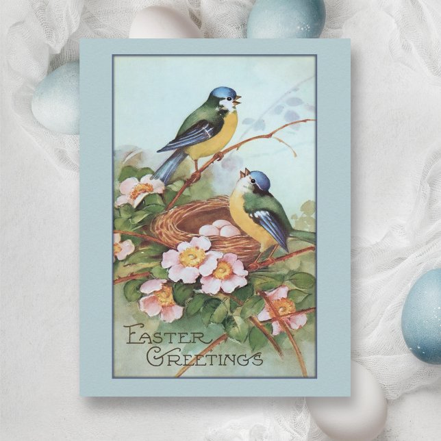 Cartes Pour Fêtes Annuelles Oiseau bleu vintage Pâques (Créateur téléchargé)