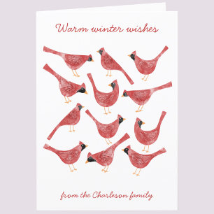 Cartes Pour Fêtes Annuelles Oiseau Cardinal Festif Aquarelle Personnalisé