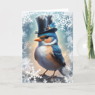 Cartes Pour Fêtes Annuelles Oiseau Dapper d'hiver