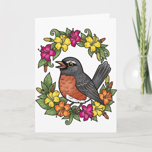 Cartes Pour Fêtes Annuelles Oiseau De Connecticut Doux Avec Mirabilis (Devant)