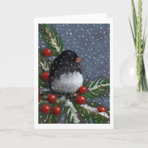 Cartes Pour Fêtes Annuelles Oiseau de Junco de Noël, crayon de couleur :