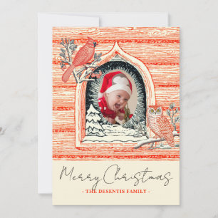 Cartes Pour Fêtes Annuelles Oiseau d'hiver paysage naturel photo Noël