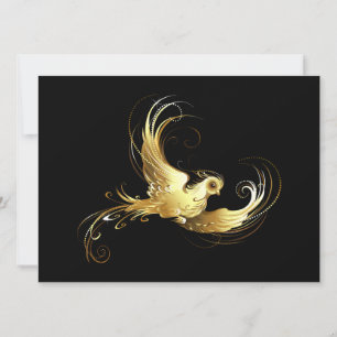 Cartes Pour Fêtes Annuelles Oiseau d'or sur Arrière - plan noir