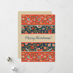 Cartes Pour Fêtes Annuelles Oiseau et fleurs Perse Motif bleu rouge