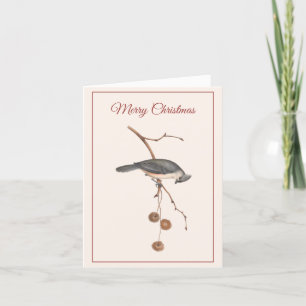 Cartes Pour Fêtes Annuelles Oiseau gracieux sur une branche Noël rose