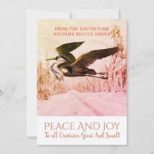 Cartes Pour Fêtes Annuelles Oiseau Heron En Hiver Fête De Neige Noël