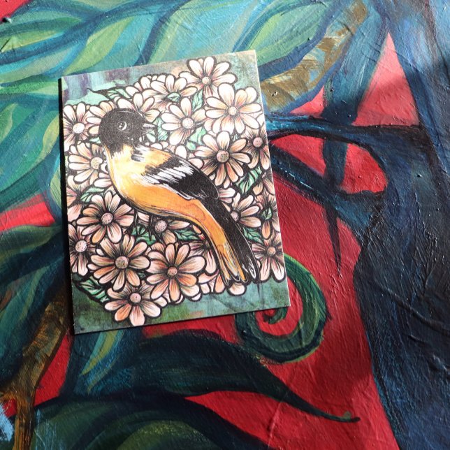 Cartes Pour Fêtes Annuelles Oiseau Oriole Art ornithologie dessins d'aquarelle (Créateur téléchargé)