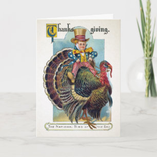 Cartes Pour Fêtes Annuelles Oiseau patriotique vintage du jour Thanksgiving