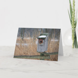 Cartes Pour Fêtes Annuelles Oiseau, pondoir avec la guirlande de vacances en