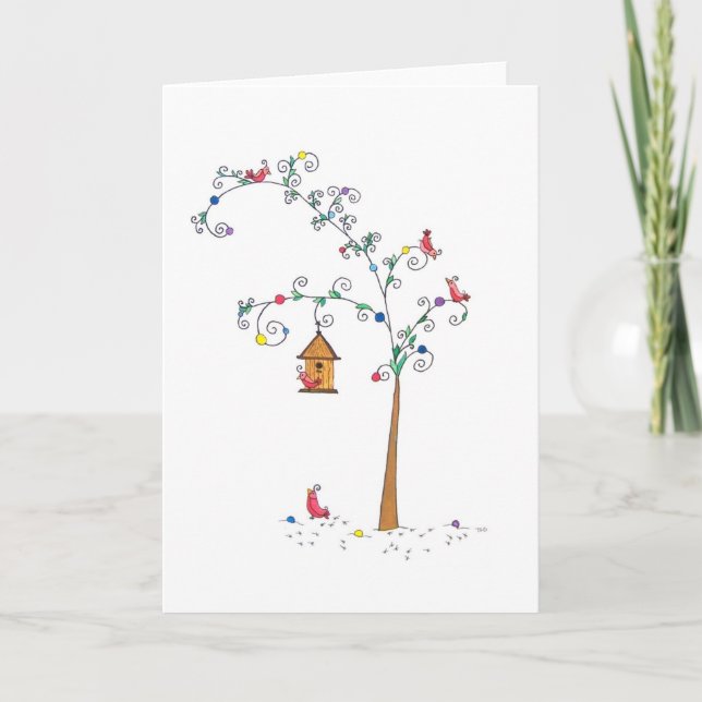 Cartes Pour Fêtes Annuelles Oiseaux de fête, vierges (Devant)