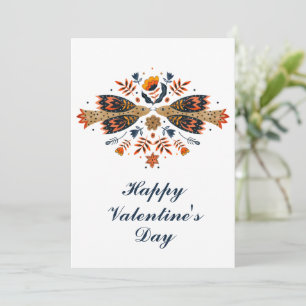 Cartes Pour Fêtes Annuelles Oiseaux de l'amour Art populaire scandinave Saint-