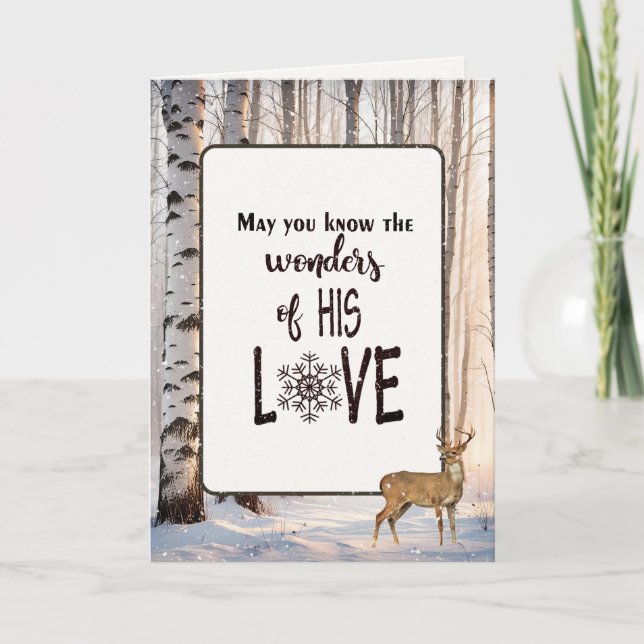 Cartes Pour Fêtes Annuelles Oiseaux de Noël et cerfs (Devant)