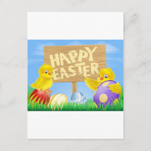 Cartes Pour Fêtes Annuelles Oiseaux de Pâques et oeufs avec signe