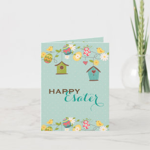 Cartes Pour Fêtes Annuelles Oiseaux de Pâques mignons, OEufs et OEufs