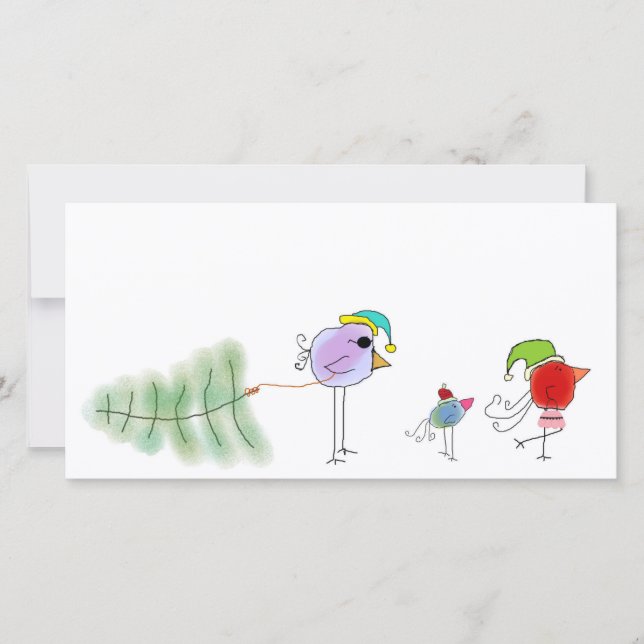 Cartes Pour Fêtes Annuelles Oiseaux de vacances (Devant)
