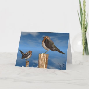 CARTES POUR FÊTES ANNUELLES OISEAUX HYPER / ROBIN BREAST ROUGE