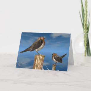 CARTES POUR FÊTES ANNUELLES OISEAUX HYPER / ROBIN BREAST ROUGE