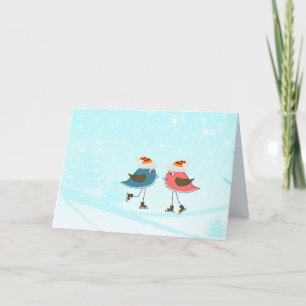 Cartes Pour Fêtes Annuelles Oiseaux lunaires Patinage Noël Noël Noël Noël Noël