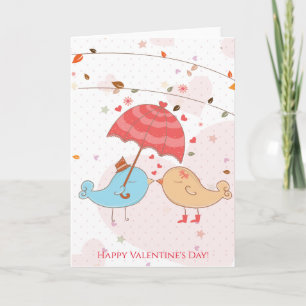 Cartes Pour Fêtes Annuelles Oiseaux mignons Heureuses Saintes-Valentin Coeurs 