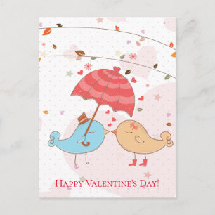 Cartes Pour Fêtes Annuelles Oiseaux mignons Heureuses Saintes-Valentin Coeurs 