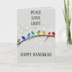 Cartes Pour Fêtes Annuelles Oiseaux mignons Paix Amour Lumière Hanukkah 