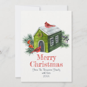 Cartes Pour Fêtes Annuelles Oiseaux Noël Cardinaux rouges Robins Aquarelle